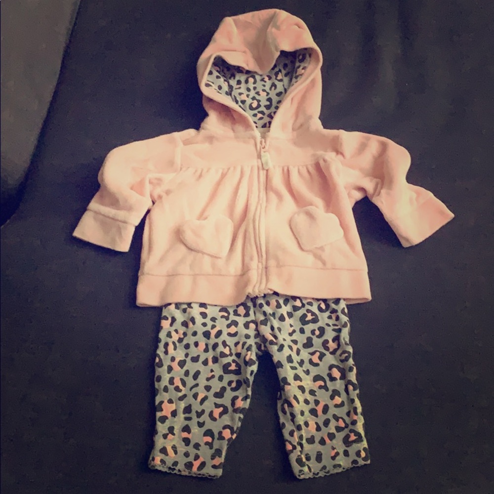 Carter’s Matching Hood Sweater/Leopard Leggings